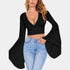 'Sapphira' Flare Sleeve Crop Top - Celes Fashion